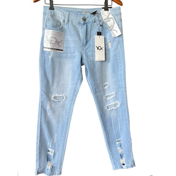 YDX Pants - YDX Smart Jeans Casual Stretchy Ripped Cropped Pants